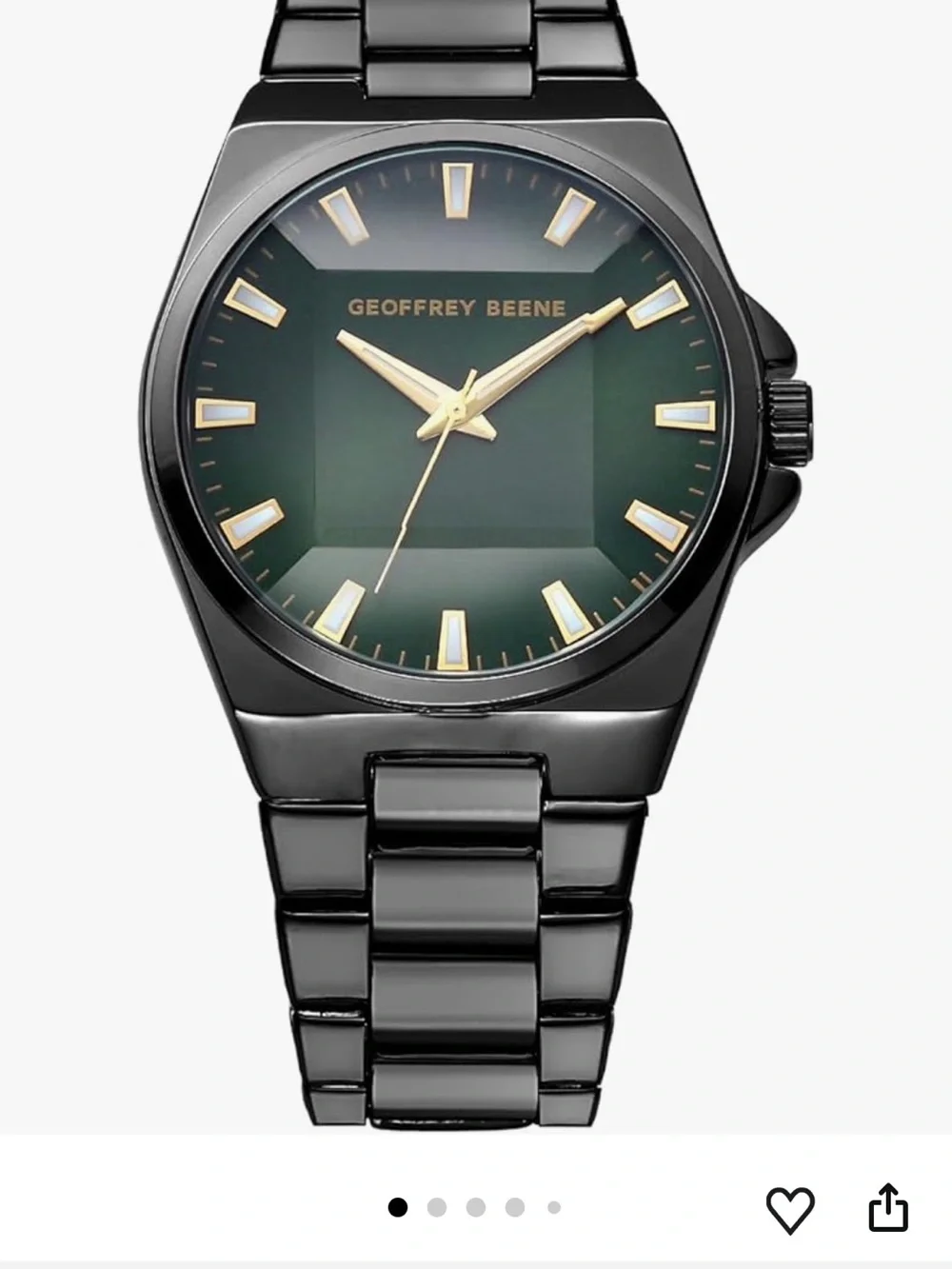Geoffrey Beene Black Bracelet Watch with Green Dial and Gold Accents - Picture 1 of 9